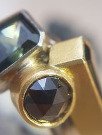 Image 4 of Ring, Sapphire and diamond set in palladium 500 and 18ct gold
