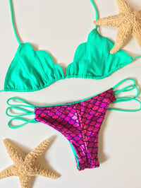 Image 1 of Mermaid Seashell bikini mint green and mermaid Magenta
