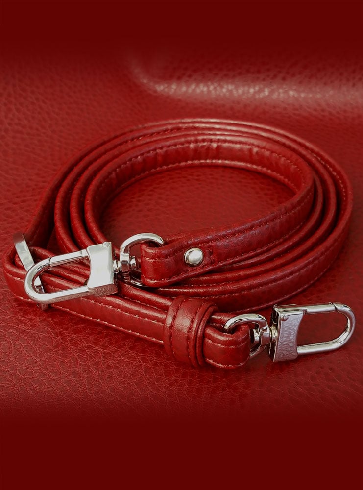 red leather purse strap