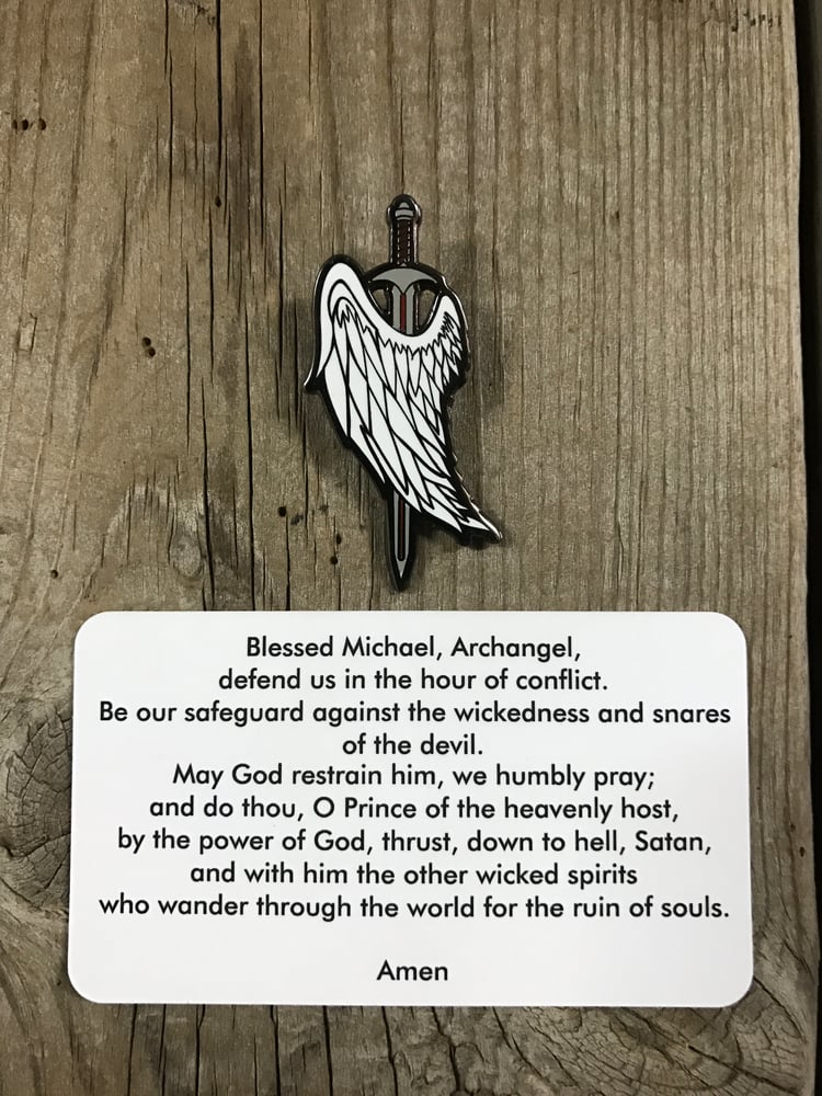Image of "THIN RED LINE" Saint Michael Pin