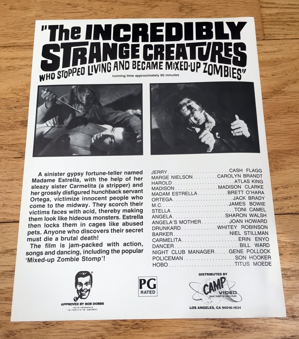 1986 INCREDIBLY STRANGE CREATURES Original Promotional Ad Slick