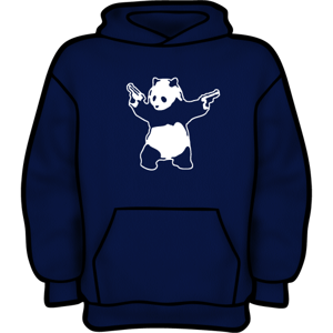 Image of Banksy Panda Pistols Navy Hoodie