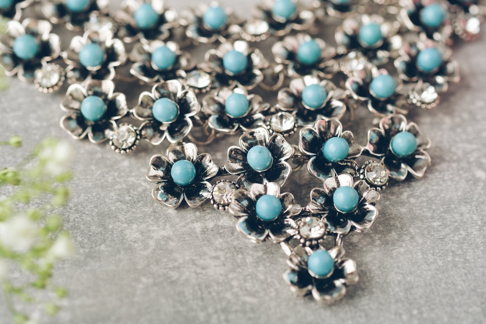 Image of Blue Daisy Necklace and FREE Matching Earrings