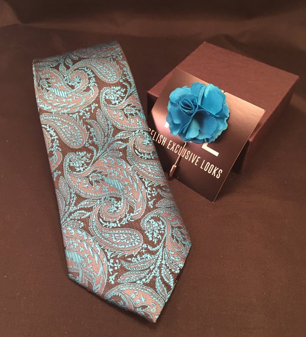 Image of Grey & Turquoise Paisley