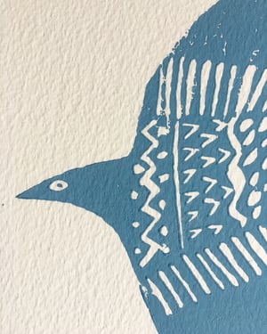 Image of "Einsam Flygar" soft cut lino print