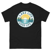 Image 5 of Lake Life Good Life Retro Lake Sunset Boating T-Shirt