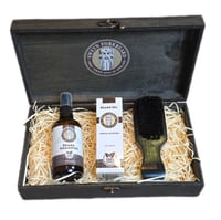 Image 1 of Viking Wooden Box Beard Care Set with Beard Brush