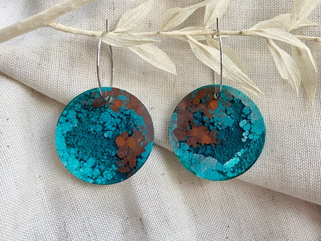 Mini Lunar Hoops - Teal & Copper
