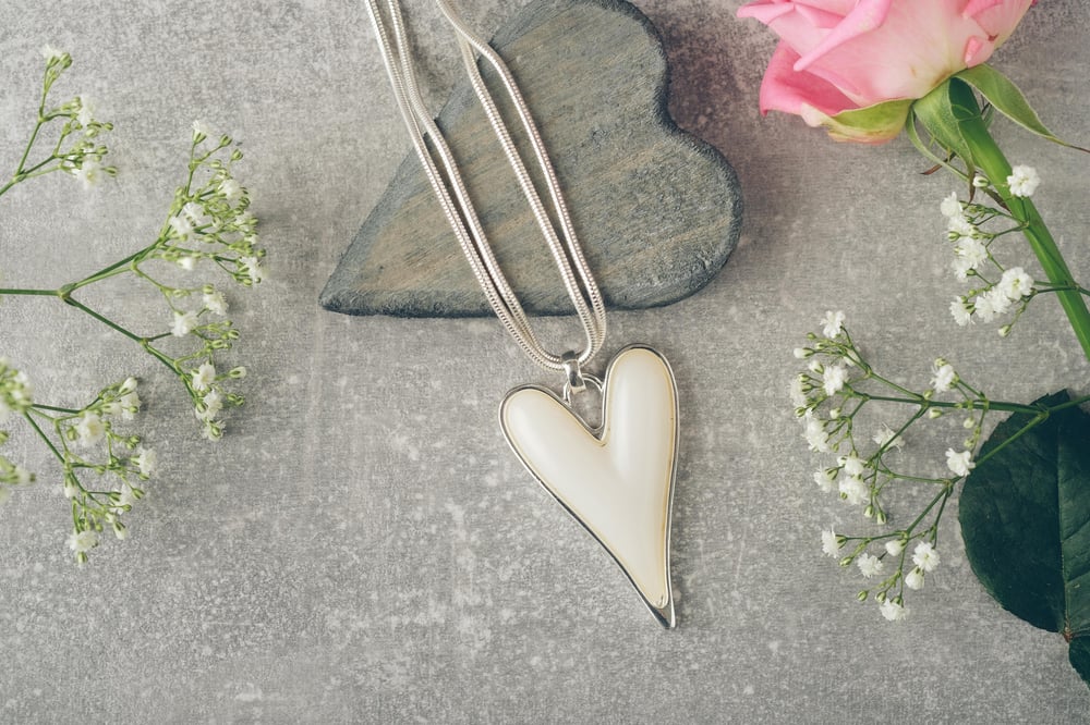 Image of Pink Heart Rose Gold or White and Silver necklace 