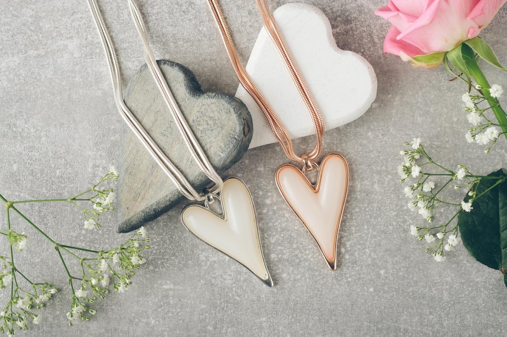 Image of Pink Heart Rose Gold or White and Silver necklace 