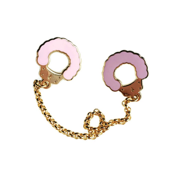 Fuzzy Handcuff Collar Pins Sour Attitude Club
