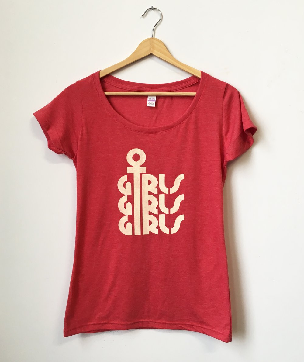 GIRLS GIRLS GIRLS tee - red heather