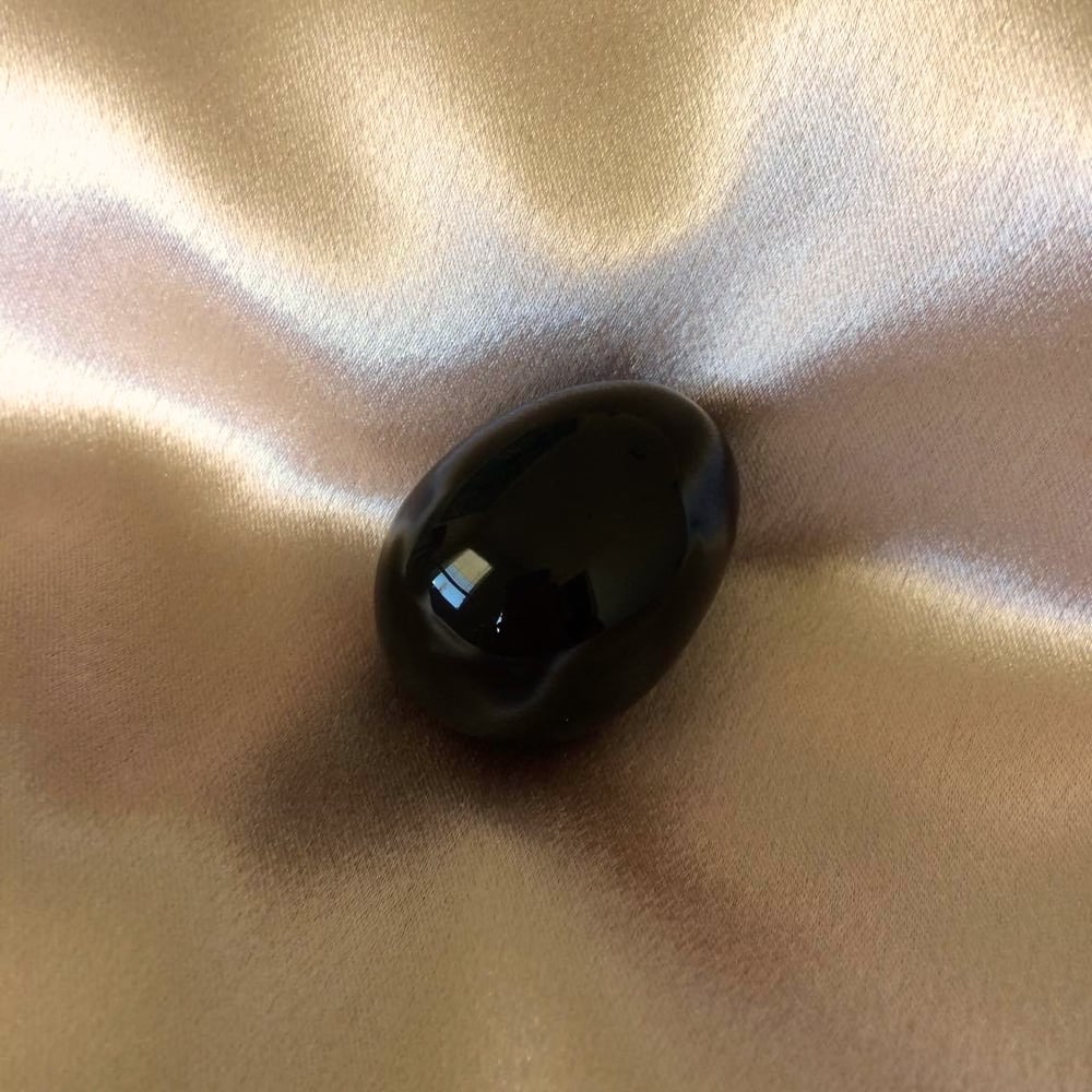 Image of Authentic Black Obsidian Crystal Yoni Egg. NON-DRILLED, MEDIUM