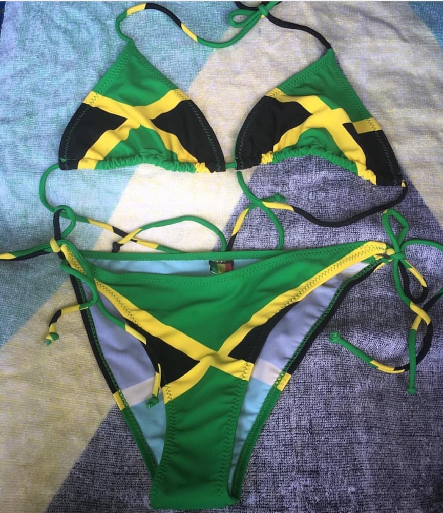 Black billabong bikini jamaica flag