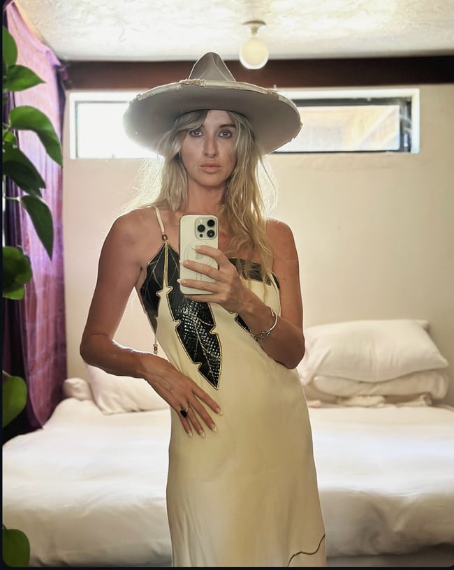 70s North Beach Leather chamois suede and snakeskin dress