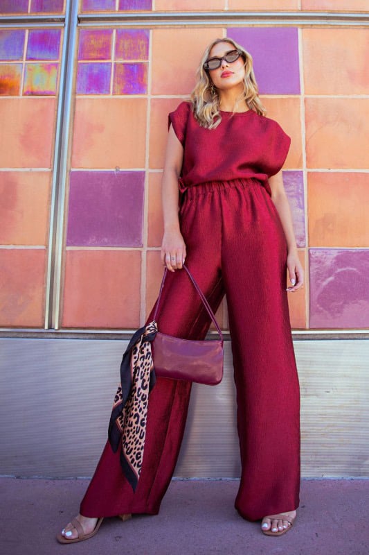Image of Wide Leg Pants- WINE