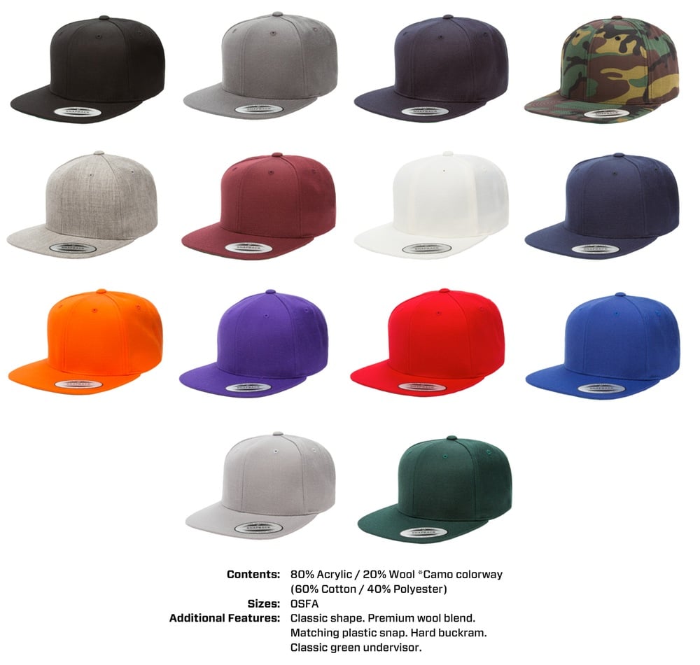 yupoong flat bill snapback hat