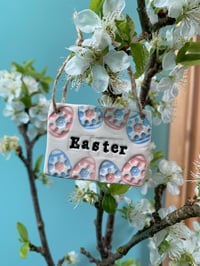 Image 6 of Handmade Ceramic Easter Tile with easter egg motif decoration