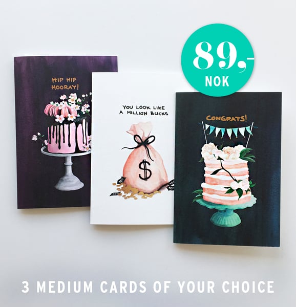 Image of 3 medium sized cards of your choice