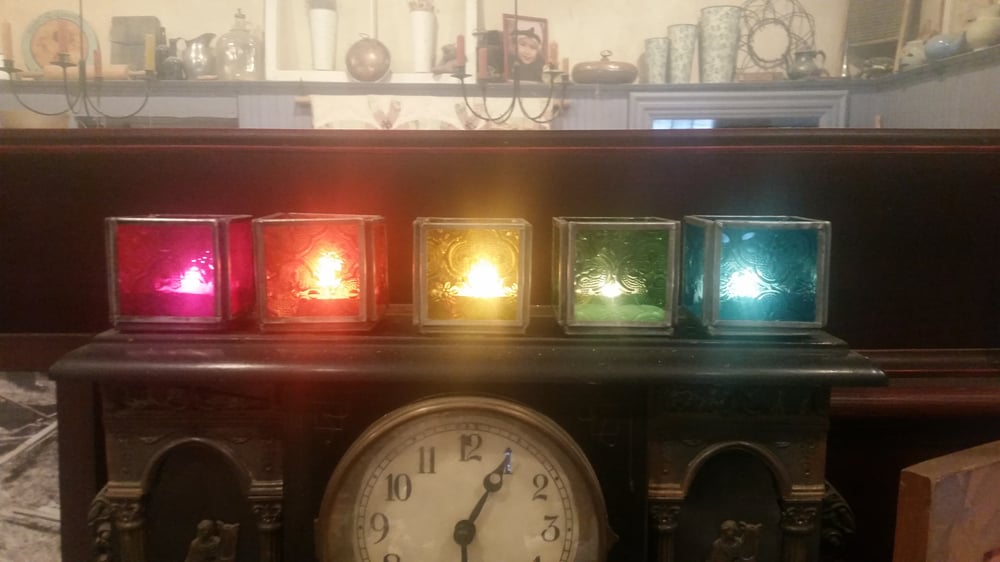 Image of Small Candle Holder Set(5)-colored glass