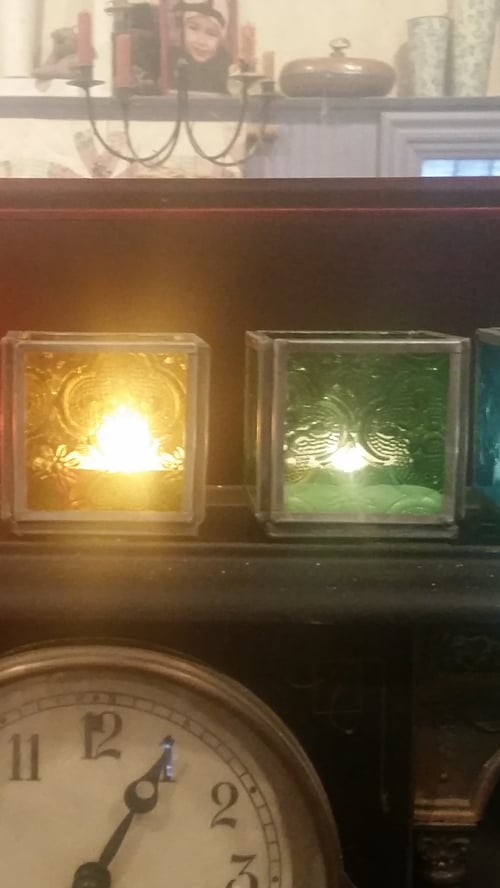 Image of Small Candle Holder - colored glass