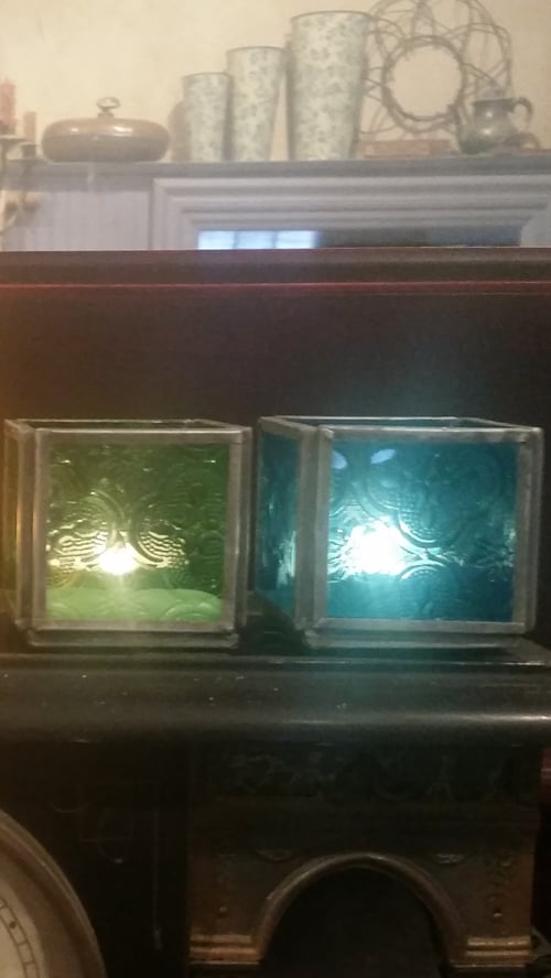 Image of Small Candle Holder Set(5)-colored glass