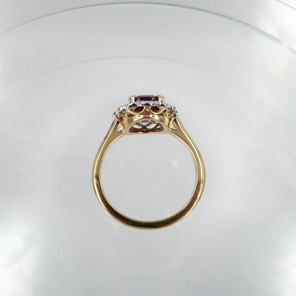 Image of Handcrafted 18ct gold diamond and ruby dress ring 
