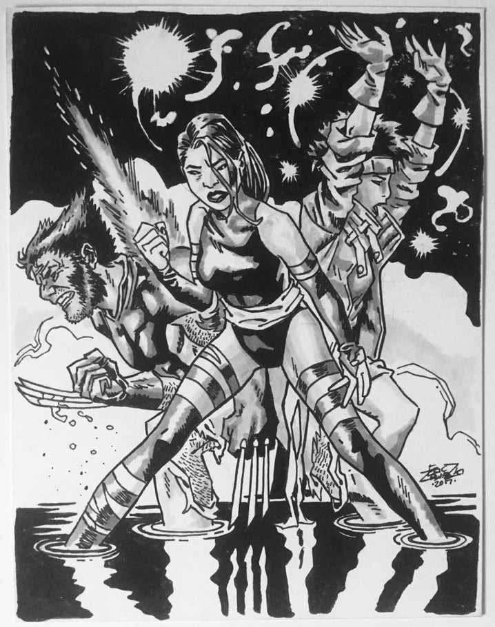 Image of X-Men: Psylocke, Wolverine & Jubilee Illustration