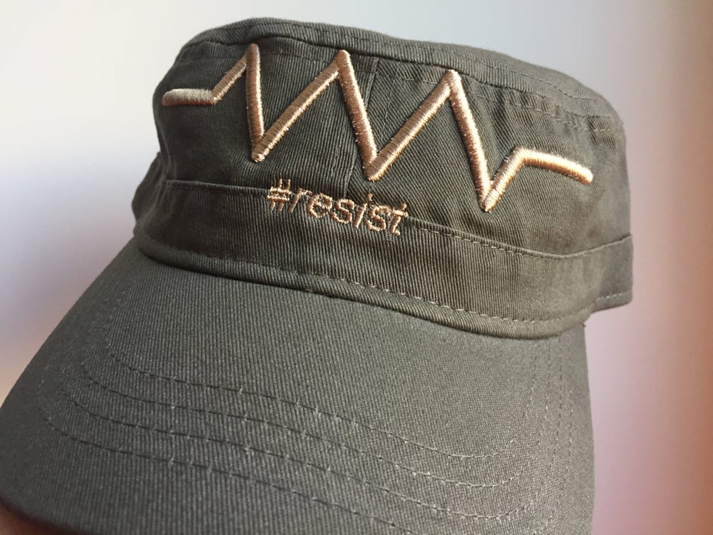 Image of Resist symbol 3D puff embroidery Cadet-style cap