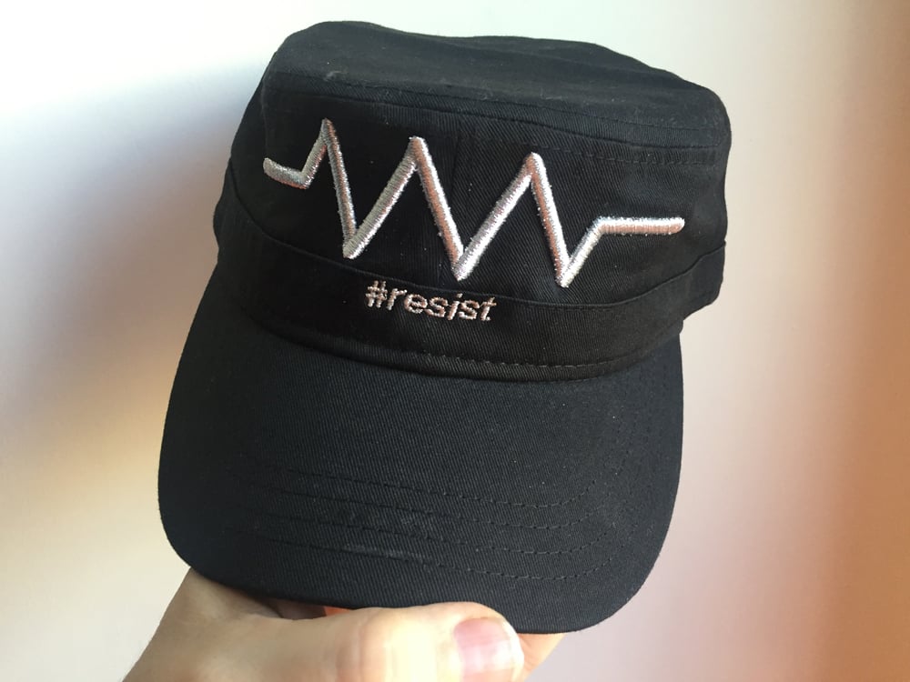 Image of Resist symbol 3D puff embroidery Cadet-style cap