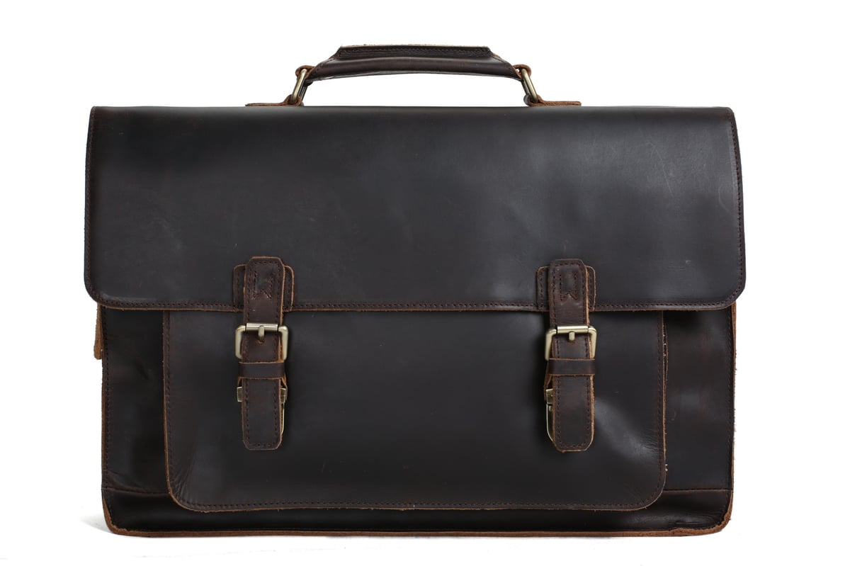 17&#39;&#39; Handmade Leather Laptop Bag, Man Leather Briefcase, Messenger Bag, Handbag 7205L ...