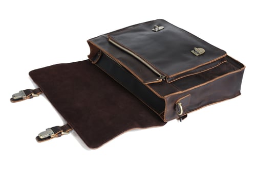 Image of 17'' Handmade Leather Laptop Bag, Man Leather Briefcase, Messenger Bag, Handbag 7205L