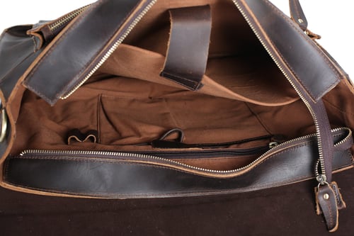 Image of 17'' Handmade Leather Laptop Bag, Man Leather Briefcase, Messenger Bag, Handbag 7205L