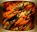 'Koi on Crimson' Drum Lampshade by Lily Greenwood (30cm, Table Lamp or Ceiling)