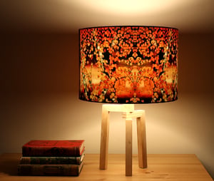 Image of 'Autumn Birch' Drum Lampshade by Lily Greenwood (30cm, Table Lamp or Ceiling)
