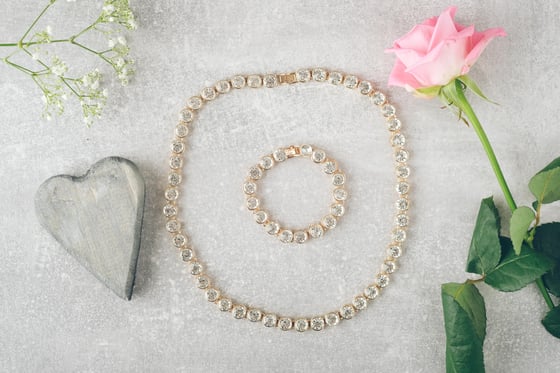 Image of Gold plated with round stone diamante necklace 
