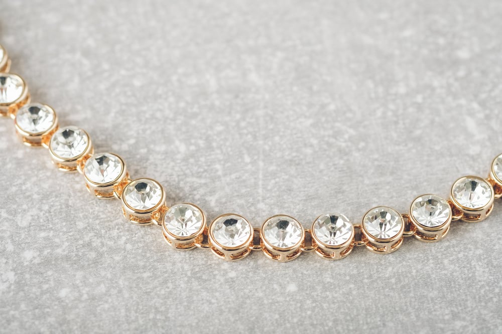 Image of Gold plated with round stone diamante necklace 