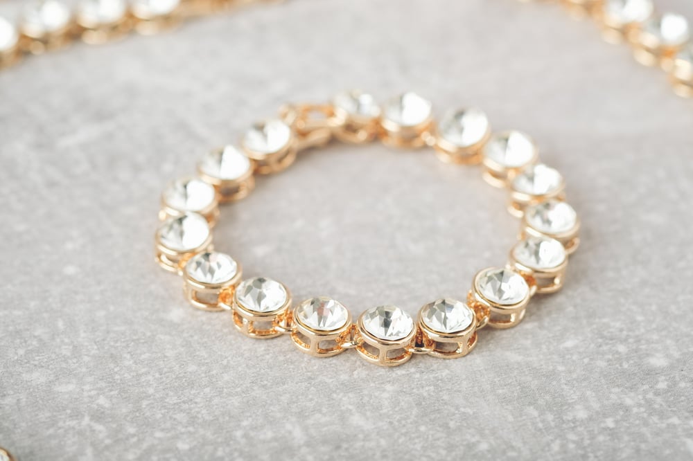 Image of Gold plated with round stone diamante necklace 