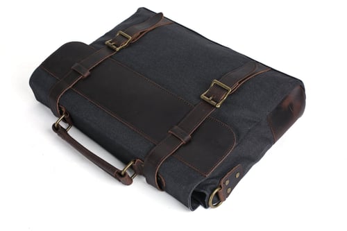 Image of Canvas Leather Bag Briefcase Bag Messenger Bag Shoulder Bag Laptop Bag 1870