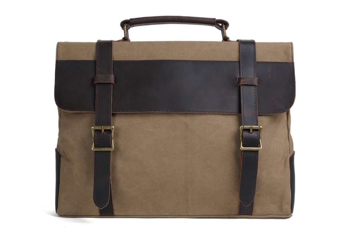 Handmade Canvas Leather Bag Briefcase Messenger Bag Shoulder Bag Laptop