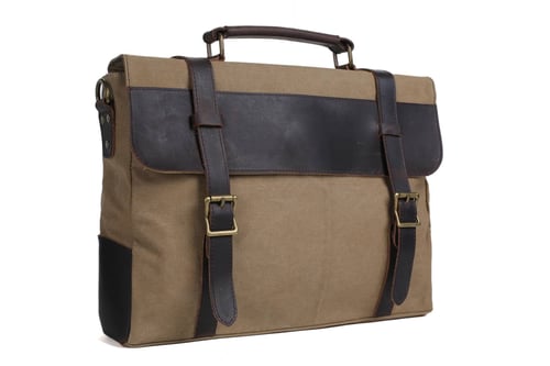 Image of Handmade Canvas Leather Bag Briefcase Messenger Bag Shoulder Bag Laptop Bag 1870