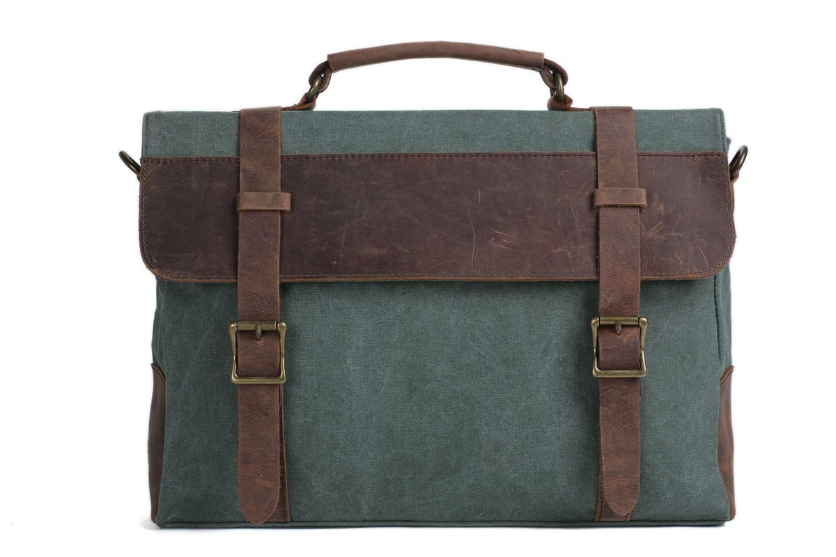 Canvas Leather Bag Briefcase Messenger Bag Shoulder Bag Laptop Bag 1870 ...