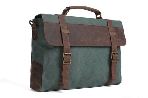 Image of Canvas Leather Bag Briefcase Messenger Bag Shoulder Bag Laptop Bag 1870