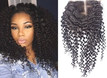 Image of Kinky Curly Brazilian Lace Closure (Free Part, Middle Part, Three Part)
