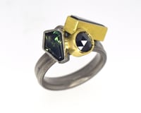Image 1 of Ring, Sapphire and diamond set in palladium 500 and 18ct gold