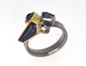 Ring, Sapphire and diamond set in palladium 500 and 18ct gold