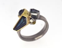 Image 3 of Ring, Sapphire and diamond set in palladium 500 and 18ct gold