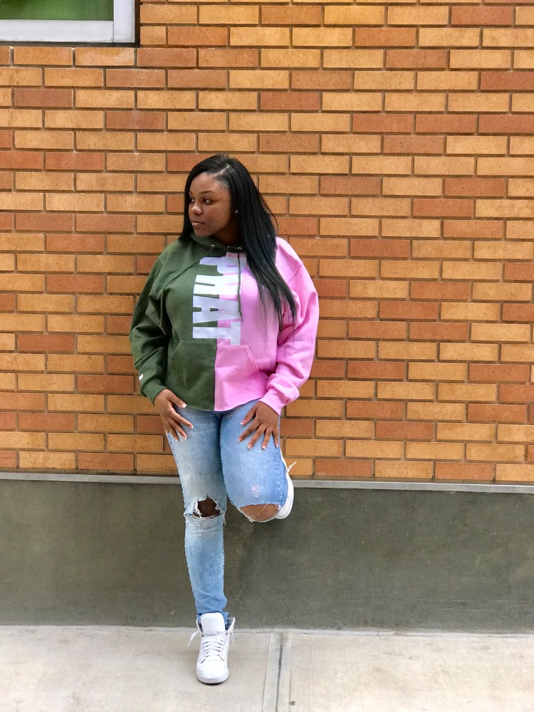 Image of Pink and green hoody