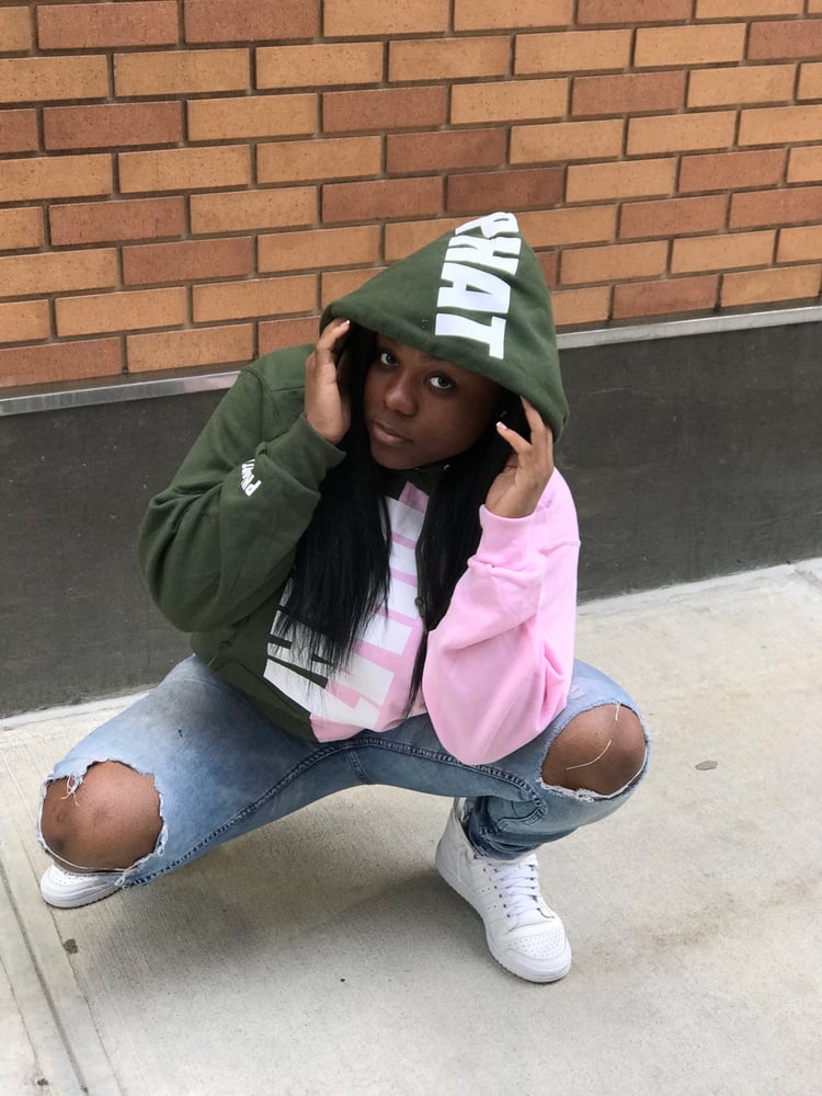 Image of Pink and green hoody