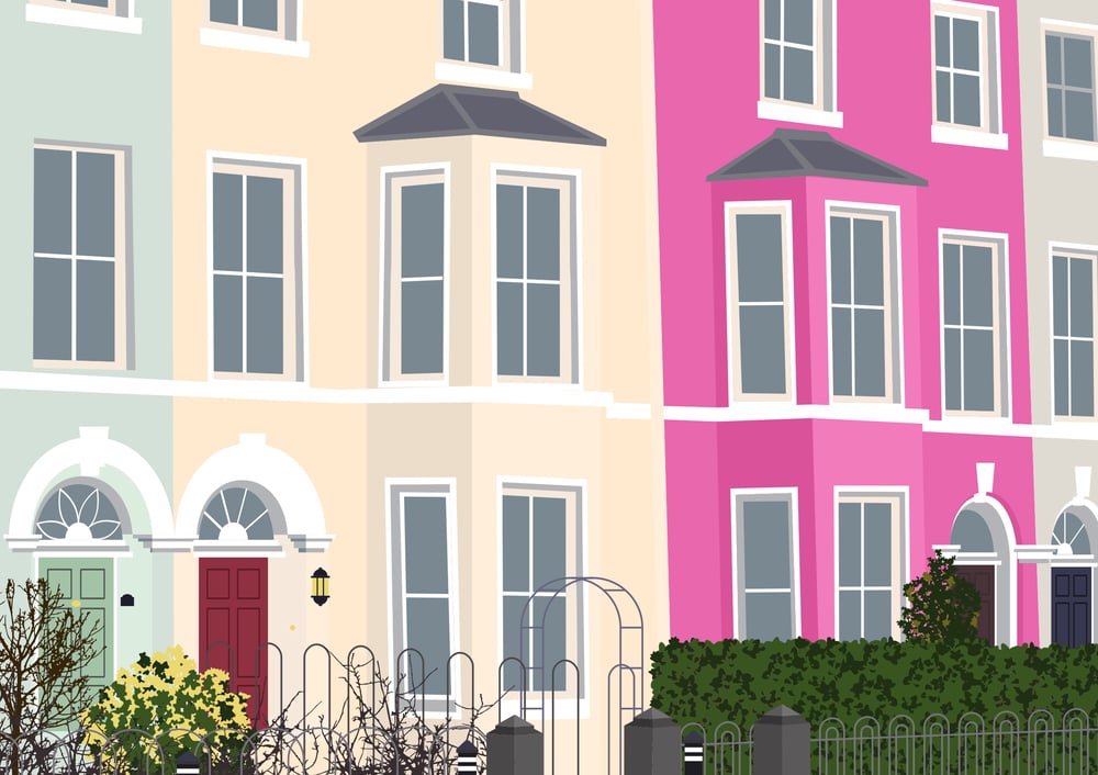Pastel Houses Giclee Print Image of Pastel Houses Giclee Print